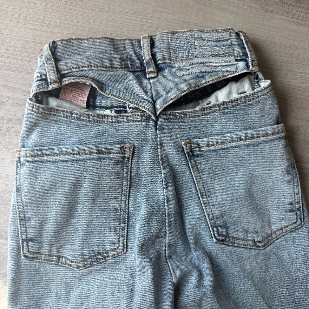 REVICE Denim Cut-Out Back Flare Jeans Light Wash Size 24 Made in USA - Picture 3 of 12